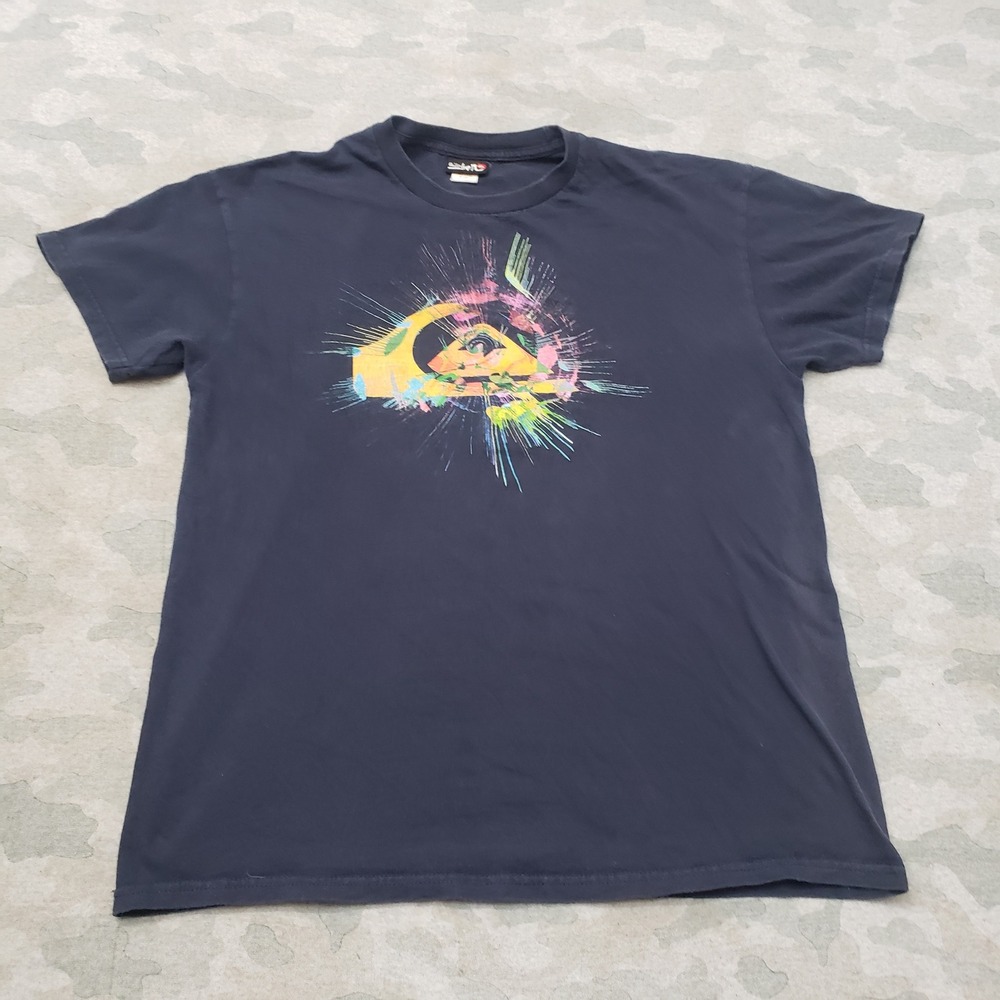Vintage Quiksilver Shirt Mens Medium Blue Y2k Short Sleeve Surf